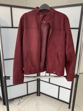 Faux-suede burgundy jacket
